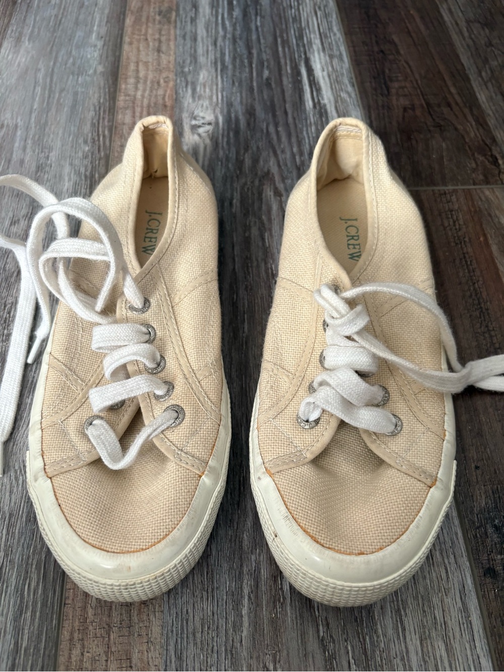J. Crew Cream Canvas Lace-Up Sneakers